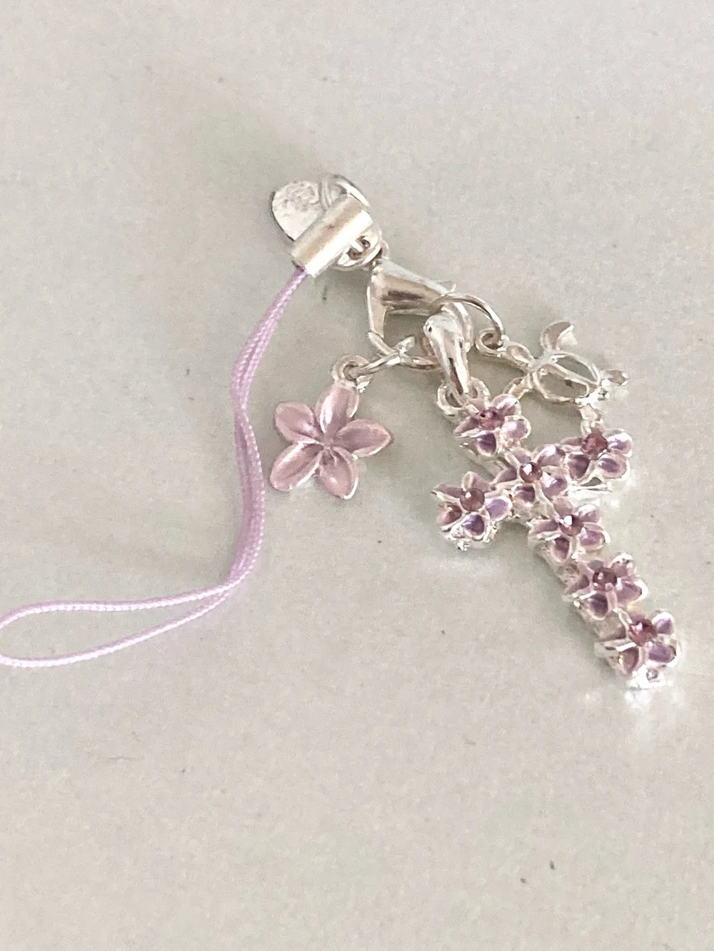 Laule’a Hawaii Floral Cross turtle plumeria phone charm Light Purple NWOT